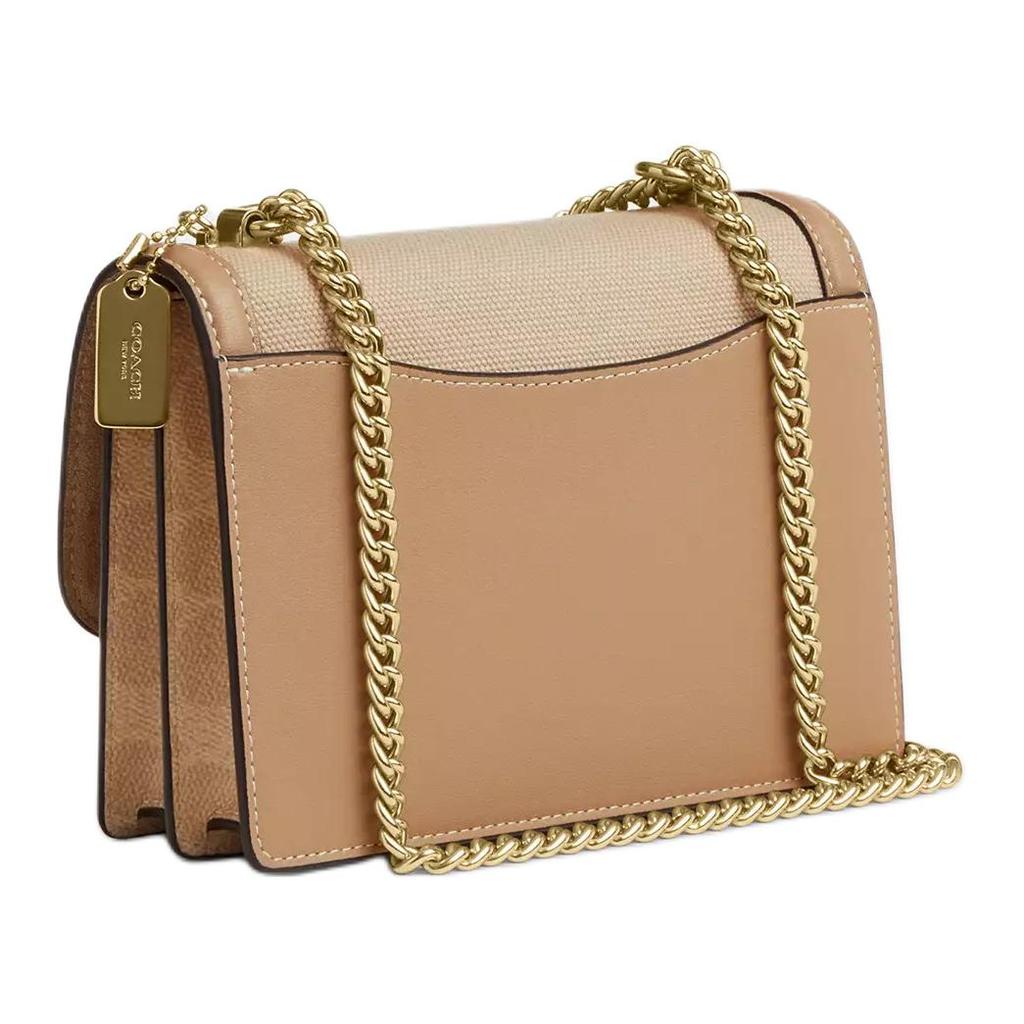 Coach Klare 18 Gold Horse And Carriage Logo Chain Coated Canvas Shoulder Bag Small Women shoulder bag Beige CAK08-IMLG6