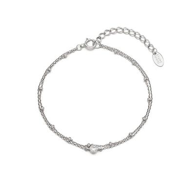 [Stonehenge]] Double Chain Silver Bracelet Sc1764