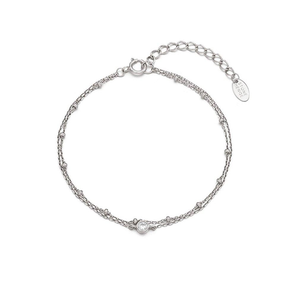 [Stonehenge]] Double Chain Silver Bracelet Sc1764