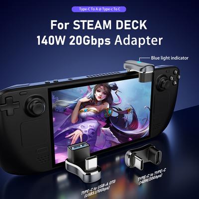 Dla Steam Deck Złącze przedłużające USB C Męskie na Żeńskie 180 stopni PD 140W 20Gbps Adapter szybkiego ładowania Akcesoria do konsoli do gier