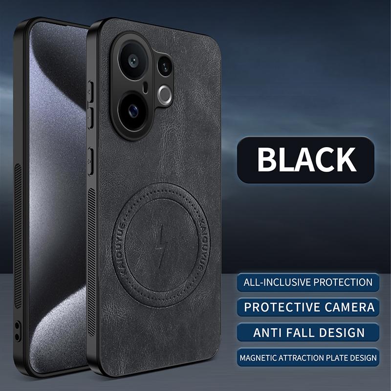 For vivo S30 Pro mini/vivo X200 FE Case Simple Stylish Magnetic Suction Luxury PU Leather Skin-friendly Anti-drop Back Cover
