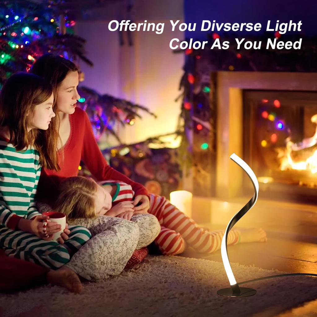 Neoglint 10W Spiral LED Table Light Dimmable 3 Lighting Colors Bedside Desk Lamp Nightstand Lamp for Bedroom Living Room