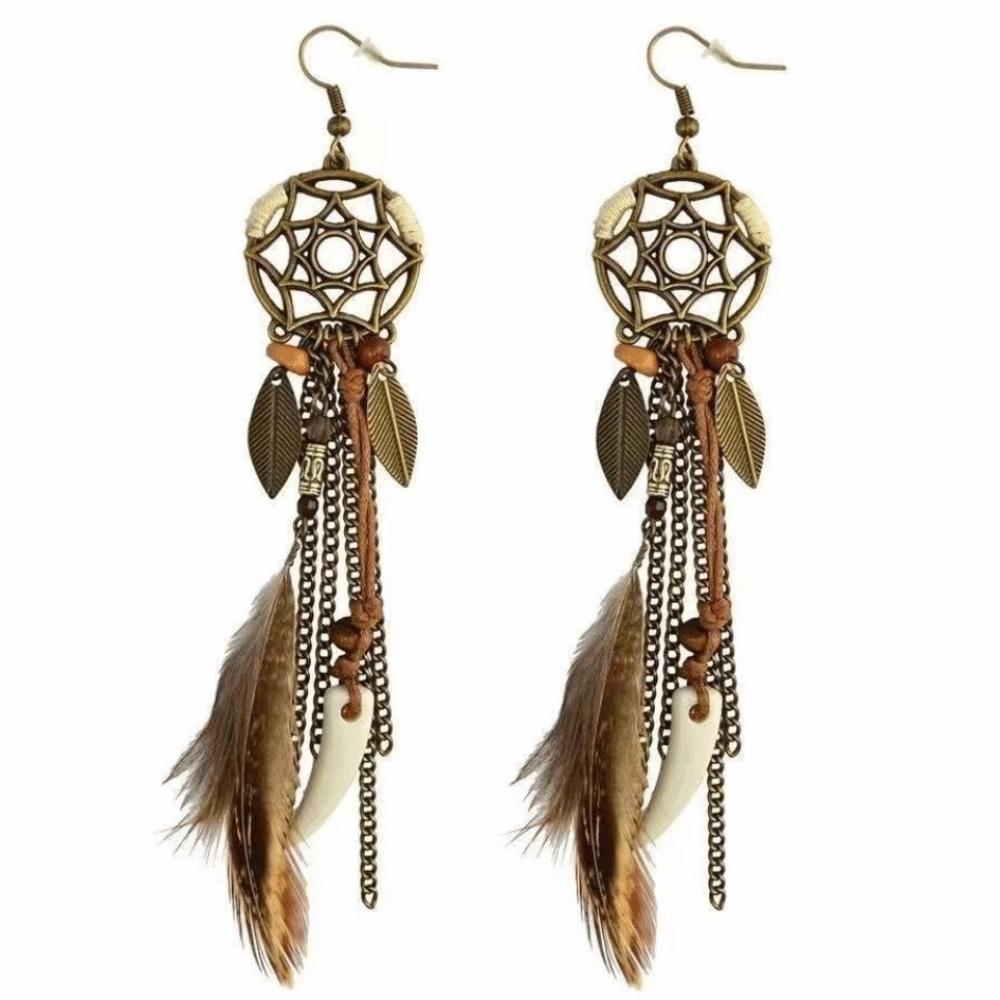 Bohemian Style Tassel Earrings Handmade Dream Catcher Earrings Dangling Drop Earrings  For Women