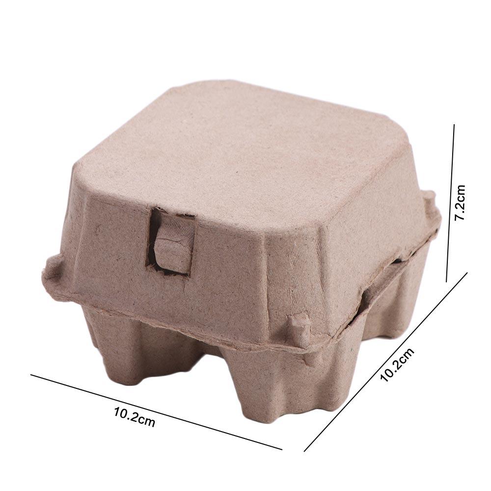 10Pcs Space Saving Paper Pulp Egg Cartons 4 Grids Empty Egg Storage Box Chicken Eggs Tray for Home