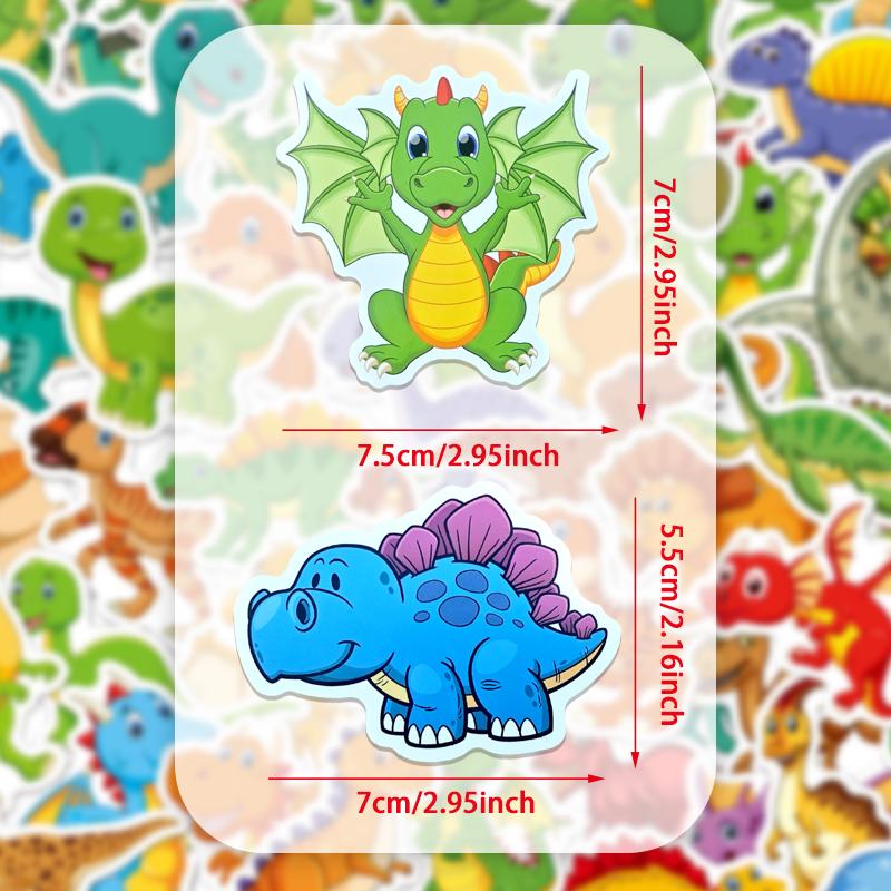 100PCS Dinosaur Stickers Kids Cute Funny Waterproof Cartoon Vinyl Stickers for Water Bottle, Scrapbook, Stationery, Luggage