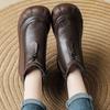 Full cowhide wool women's boots thick-soled retro short boots winter middle-aged mother shoes genuine leather boots