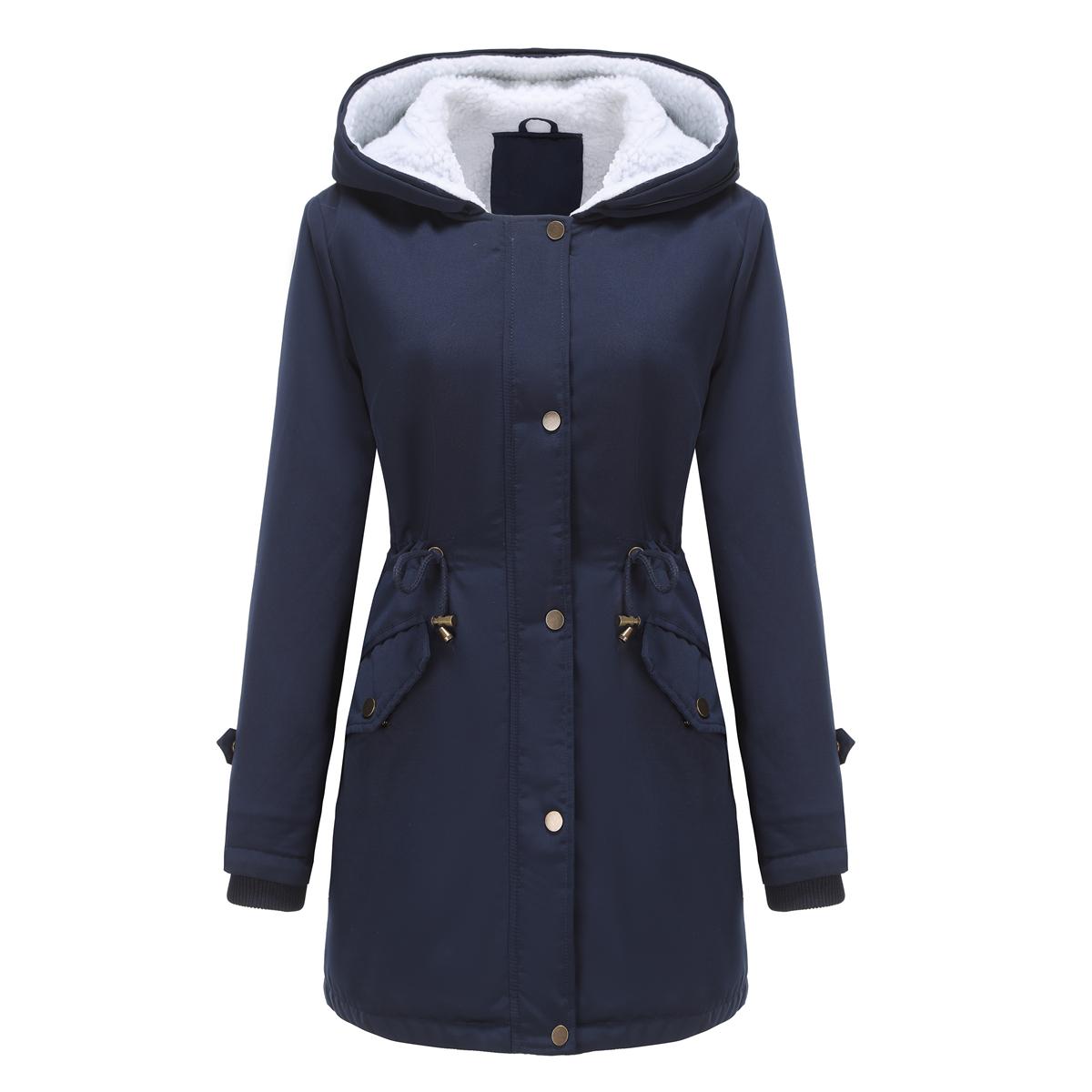 

Жіночі пальто BRIGHT DEER Знімний штучне хутро з капюшоном Тепле пальто з флісовою підкладкою Легкі водонепроникні вітрозахисні пуховики Зимовий верхній одяг 5XL темно-синього кольору