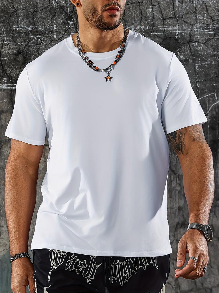 [Pokers Print Tee] Casual Short Sleeve Crew Neck Tee - Men's Pokers Print T-shirt - Men's Clothing For Outdoor
