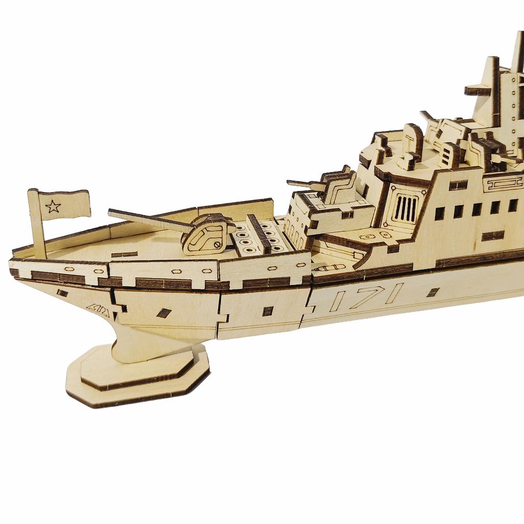 3D Puzzle DIY Wooden Toy Warship Assembly Model Adult Birthday, Halloween, Christmas Gift