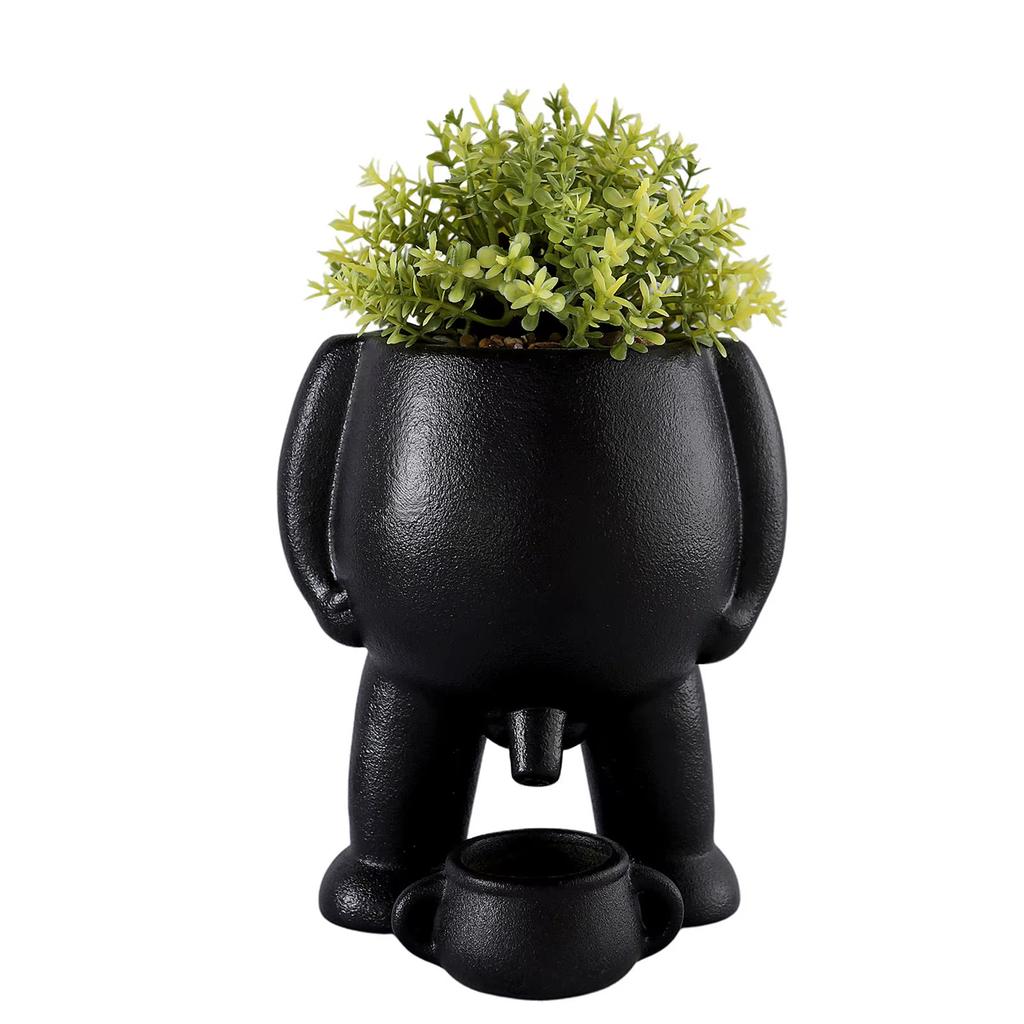 Spoof Ceramic Peeing Potted Plan,Novelty Peeing Planter Pot with Drainage,Desktop Flower Planter Display Pot for Bedroom Patios