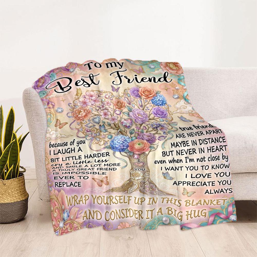 Friendship Poem Blanket Blanket Comfortable Great for Chair Seaside Livingroom Four Seasons Multipurpose Modern
