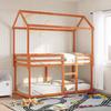 VidaXL Bunk Bed with Roof Wax Brown 90x200cm Solid Pine Wood, Bed, Bed Frame, Loft Bed, Bedroom Furniture, 3282118