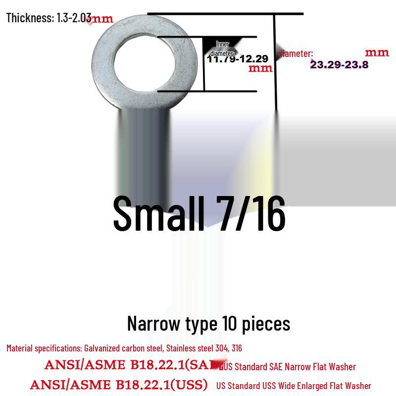 Galvanized SAE/USS Standard Flat Washer - Sizes: 1/4, 5/16, 3/8, 1/2 - Narrow/Wide Types