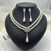 European and American Bridal Pearl Crystal Diamond Necklace & Earrings Set - Elegant Korean Style