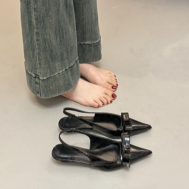 Sweet Pointed Wedge Heel Sandals Women's 2025 New Bow with Skirt Shoes Sandals