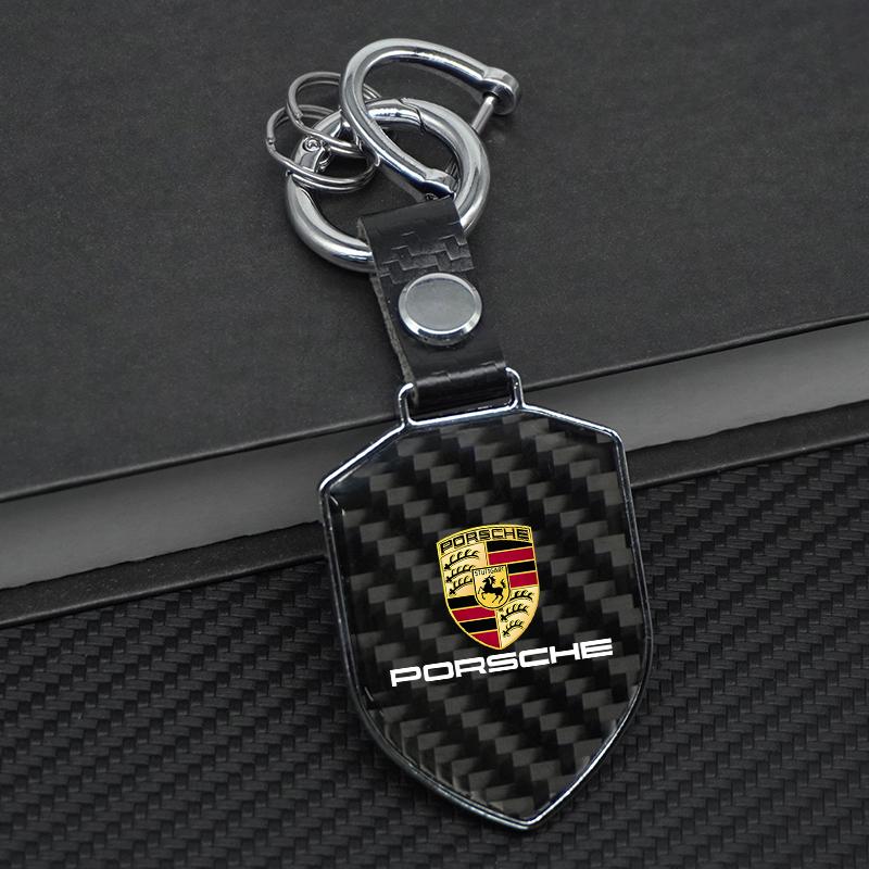 Přívěsek na klíče do auta Držák na klíče Klíčenka z uhlíkových vláken Kroužek na klíče Pro Porsche Cayenne Macan 911 718 Taycan Panamera Boxster Cayman Příslušenství