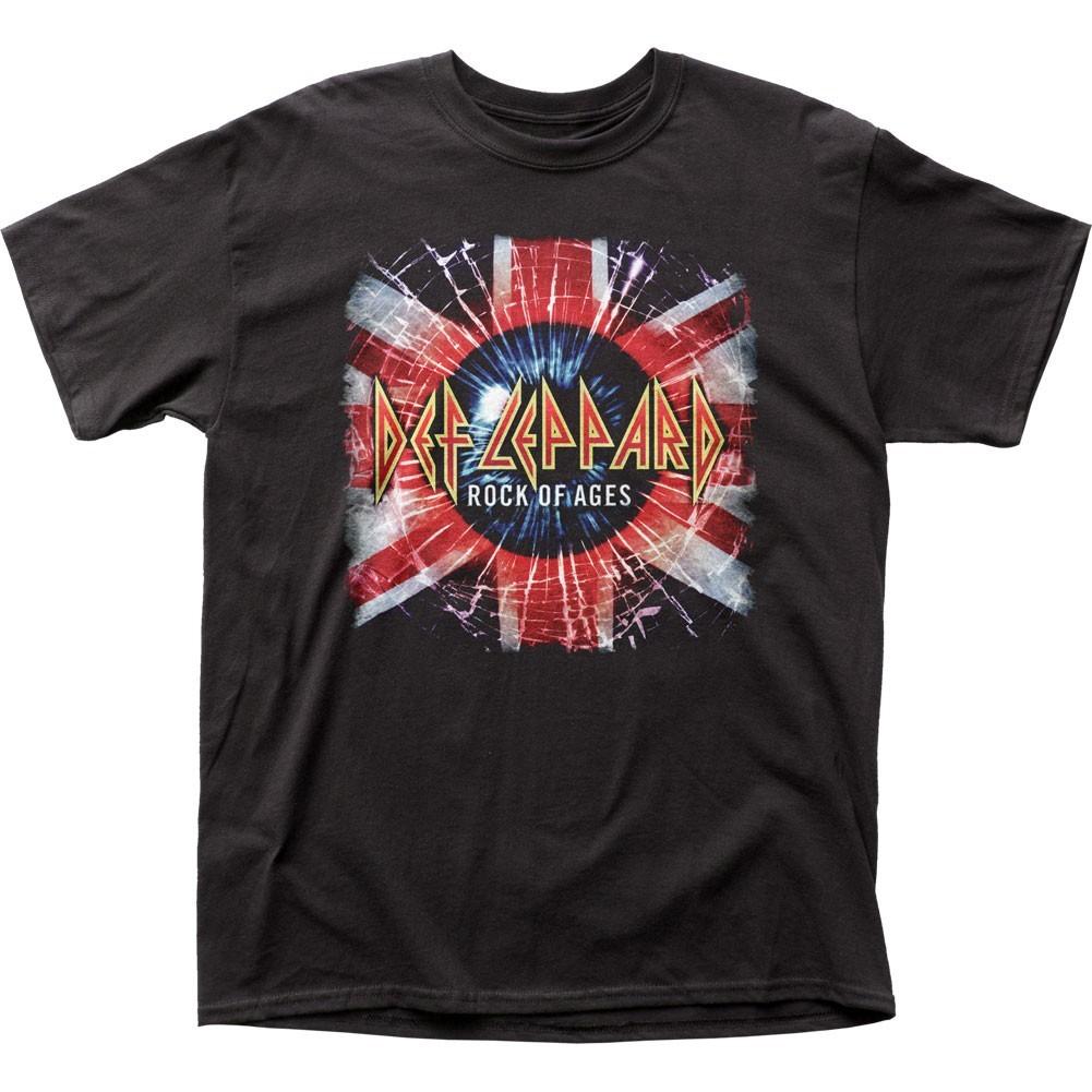 Def Leppard Rock Of Ages Юнион Джек Мужская Футболка Музыка Классическая Футболка Группы Черная S