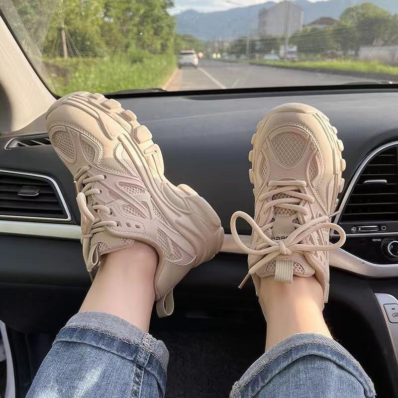 Mesh breathable thick sole shows height 22 summer new casual dad shoes thick sole muffin tide 35 бежевый