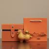 Horse Ornament for Prosperity, Handcrafted Resin Table Décor with Spinnable Gold Ingots and Gourds, Fortunate Feng Shui Present