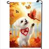 ? Fall Garden Ags for Outside 12x18 Double Sided, Small Burlap Holiday Autumn Maltese Dog Cardinal Pumpkin Leaves Garden F PPZ