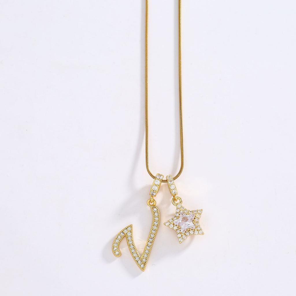 26 Alphabet Pendant Initial Letter Star Necklace Couple Name Jewelry Gifts