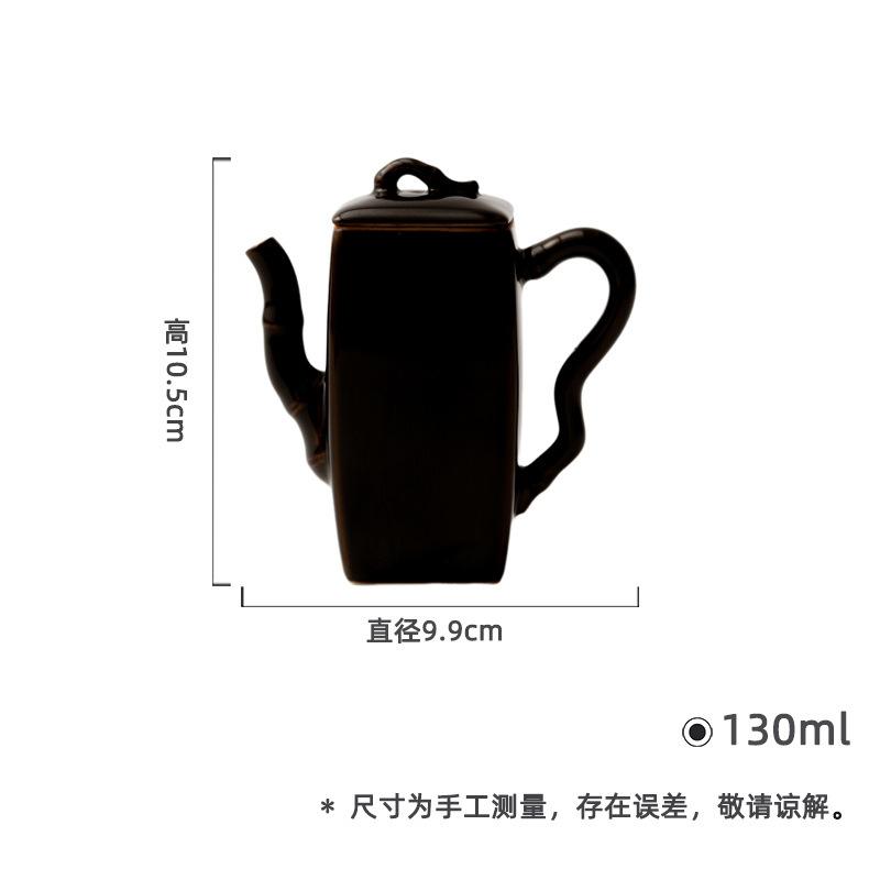 

130ml Black Gold Black Glaze Bamboo Square Teapot Retro Tea Infuser Pot Tea Maker Kettle With Strainer White Tea Cha Supplies