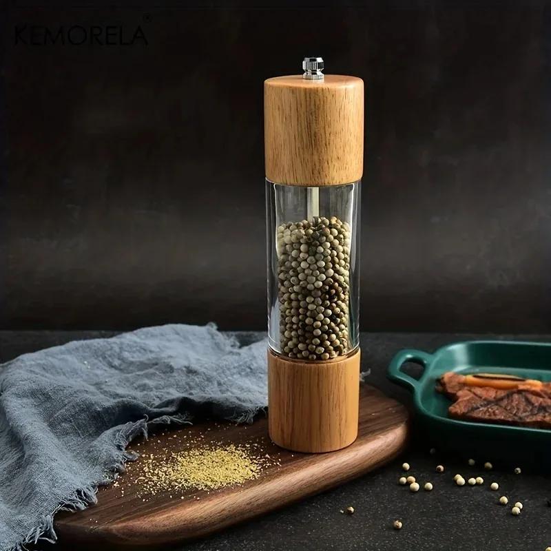 High Quality Acrylic Salt and Pepper Grinder Manual Salt and Pepper Mill Wood Shaker Adjustable Core Salt Grinder Kitchen Tools