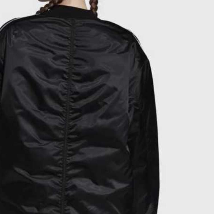 Adidas Casual Comfortable Striped Zipper Long Sleeve Cotton Jacket Women jackets Black ED7600