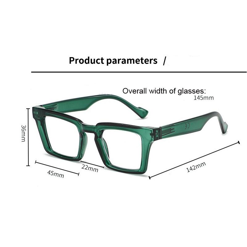 Retro Classic Square Frame Reading Glasses Women Men Vintage Oversize Anti Blue Light Presbyopia Eyeglasses 7colors Eyewear+4.0