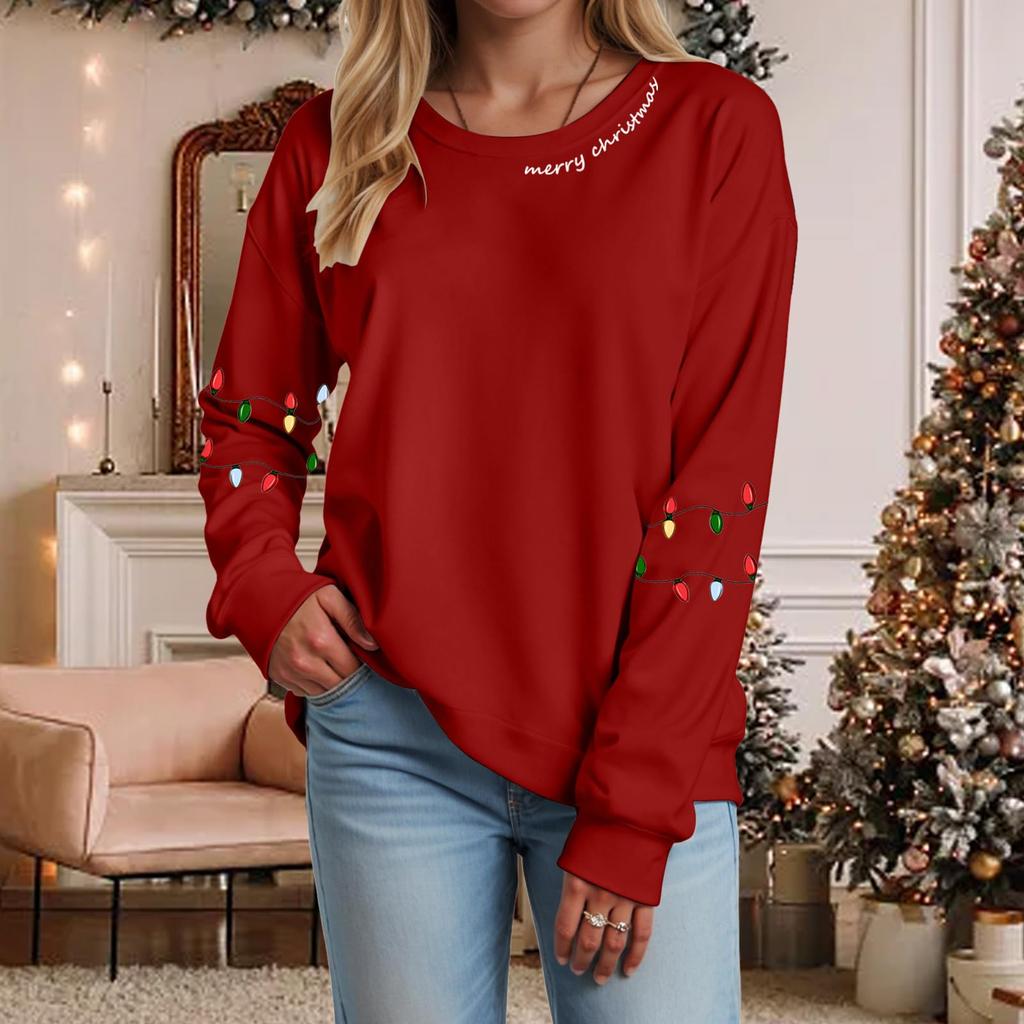 Ladies' Loose Comfortable Casual Fashionable Christmas Printed Sweatshirt Top