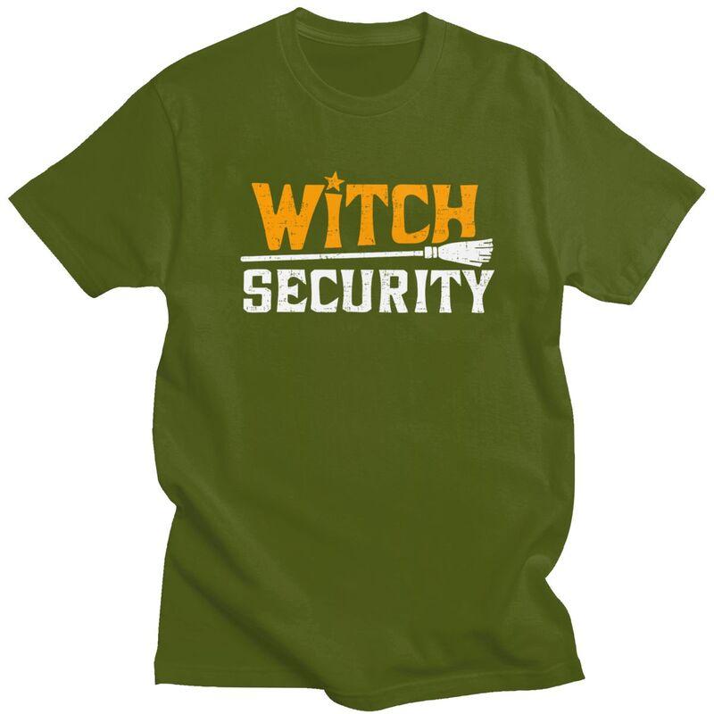 Custom Witch Security Halloween Joke T Shirt Men Short Sleeve 100 Cotton Tshirt Casual Tees Streetwear Tshirt