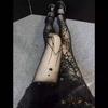 Goth Big Spider Pattern Silk Stockings Gothic Vintage Dark Fishnet Tights Women Emo Alternative Sexy Spider Web Witch Pantyhose