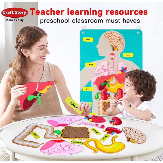 Craftstory Teaching Body Parts Felt Board Stories for Toddlers, Arts Crafts Toys for Kids Sensory Activities Teacher Daycare Supplies