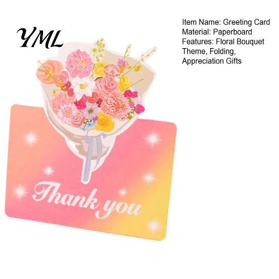 Floral Bouquet Greeting Card 10Pcs 3D Flower Thank You Card, Best Wishes Note Cards Appreciation Gifts for Anniversary, Mother's Day, Teachers'