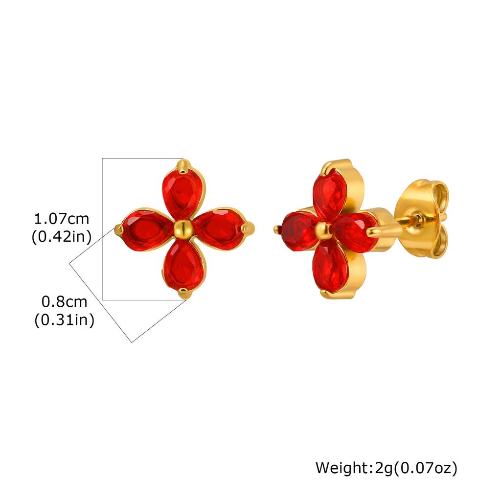 Stainless Steel CZ Stone Clover Flower Stud Earrings for Women Cartilage Ear Piercing Zircon Aros