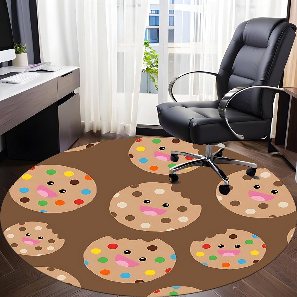 1pc Cookie Circle Office Round Area Rug, Mat Suitable ForOffice, Under Office Chairs Bedroom Living Room Home Decor, Room Deco