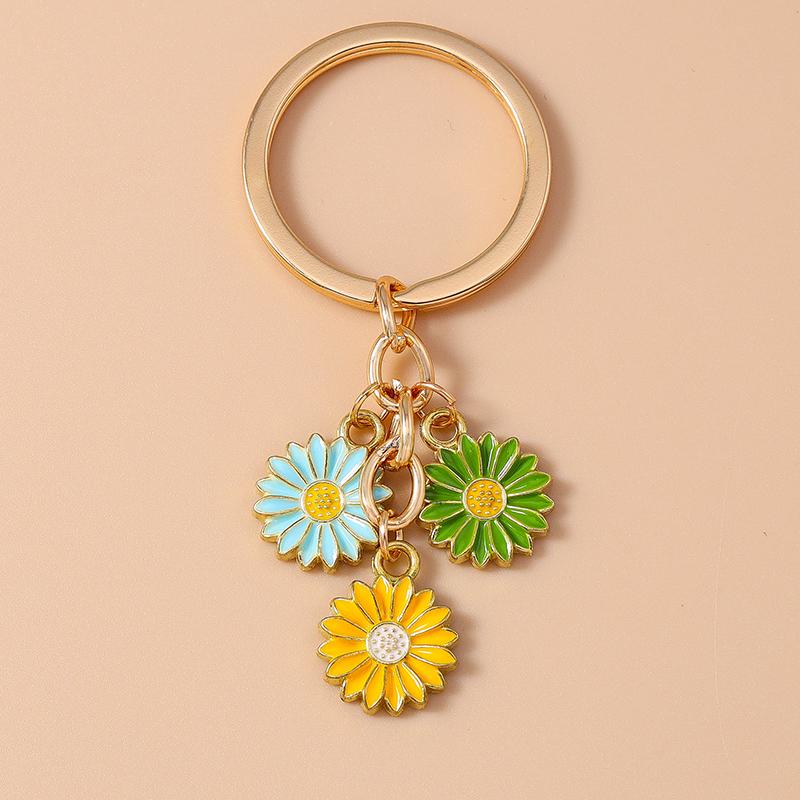 Niedlicher Emaille Sonnenblumen Schlüsselanhänger Frauen Mädchen Blume Schlüsselanhänger Anhänger für Handtaschen Deko DIY Handgefertigter Schmuck Geschenke