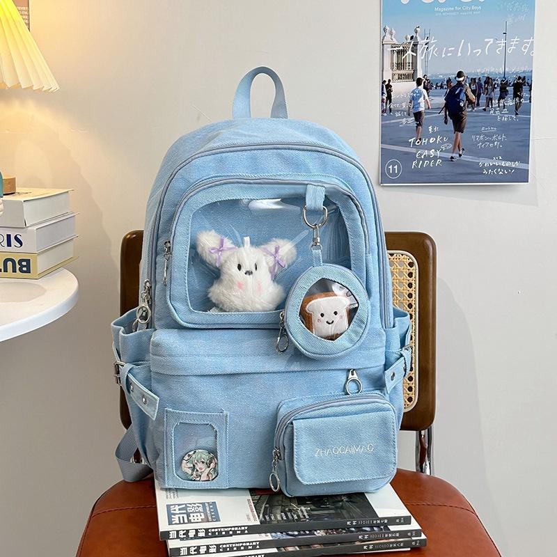 New Cute Transparent Pain Bag Girl's Heart Is High  High School Students' Schoolbags and Large Capacity Backpacks.