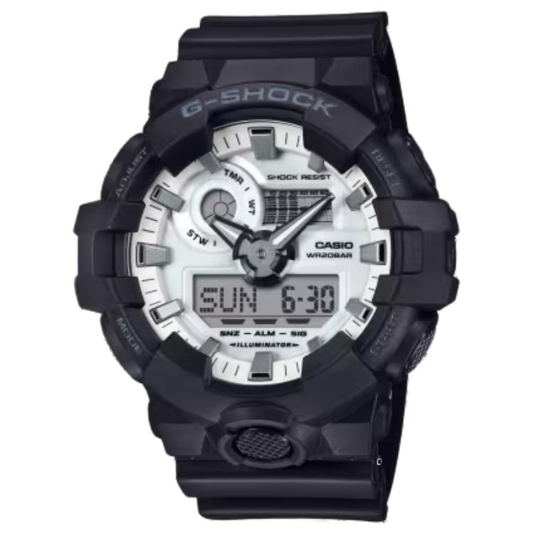 CASIO GA 700 200m Waterproof Quartz Movement Resin Strap Watch Unisex White Dial GA-700WD-1A White Dial