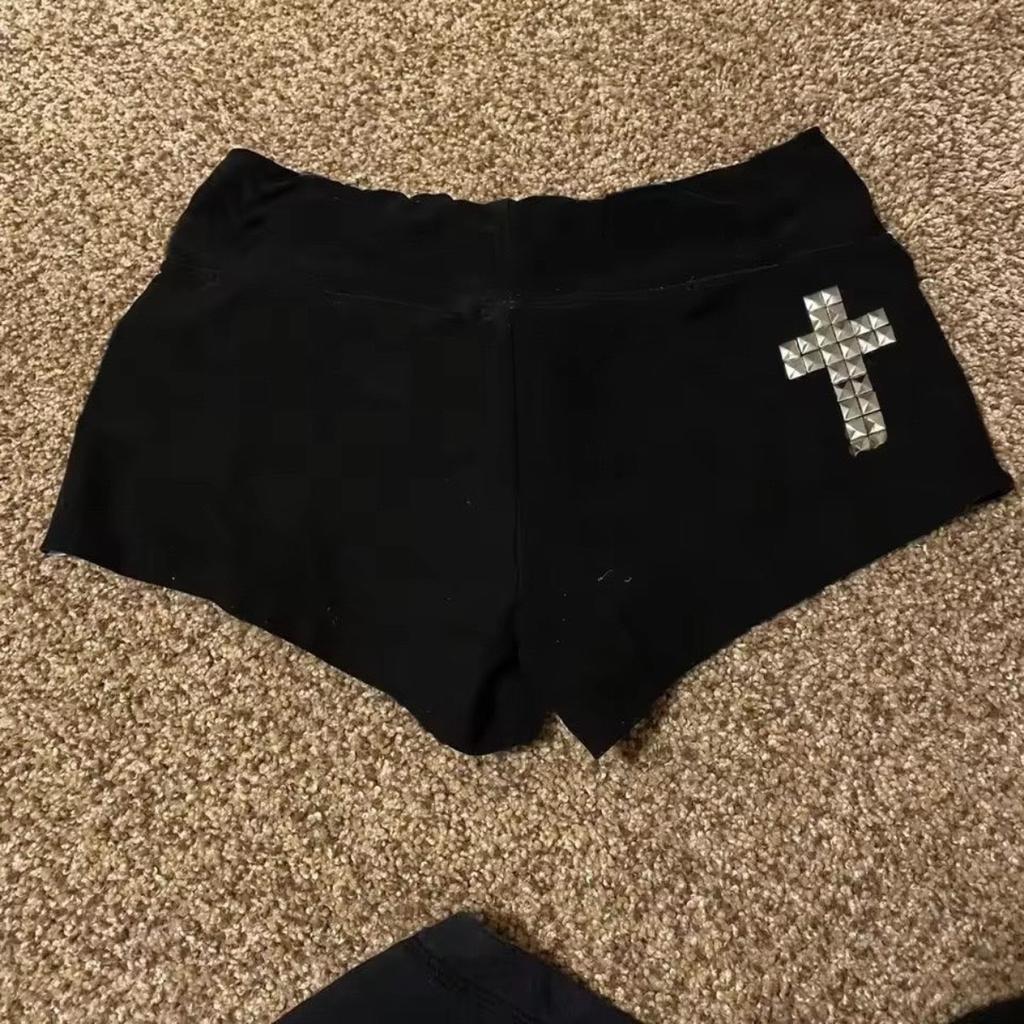VIONA Mode Femme Emo Noir Décontracté Imprimé Mode Y2K Sexy Coupe Ajustée Polyvalent Taille Basse Gothique Hip-hop Street Short