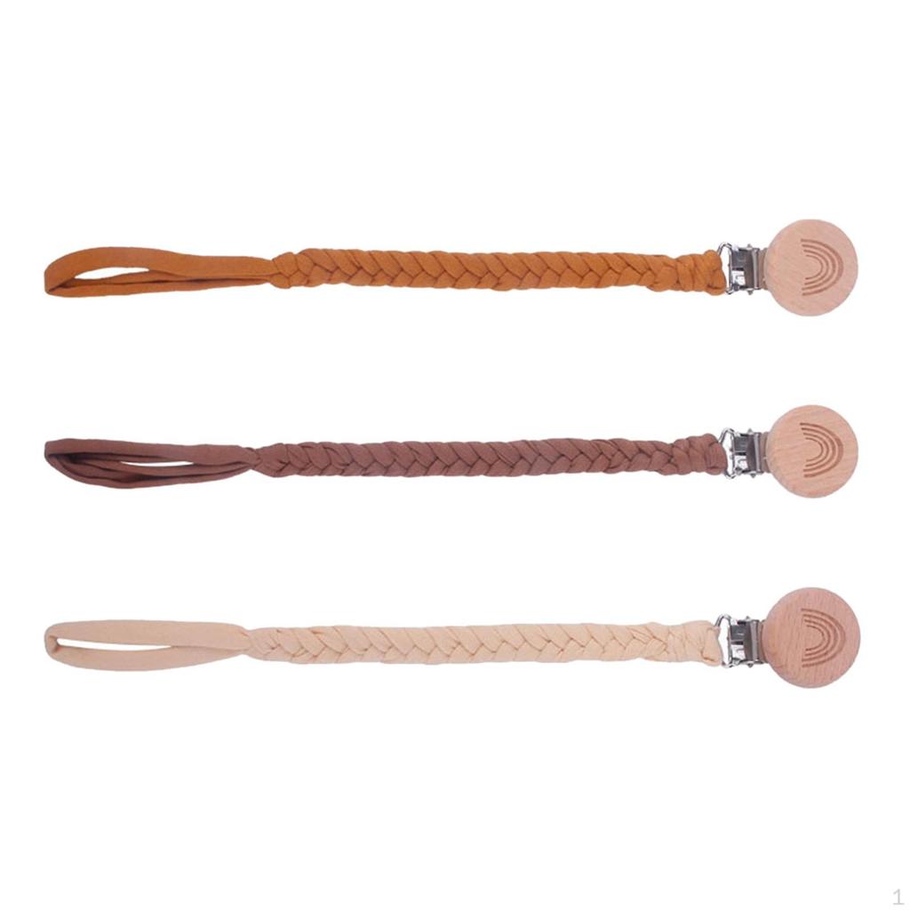 3 Pieces Pacifier Clip Beech Universal Chain for Family Girls Boys Toddler