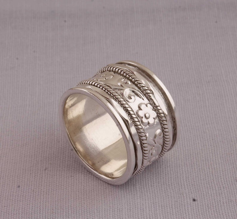 Meditation Spinner Band Ring Solid 925 Sterling Silver Fine Jewelry Handmade Ring Statement Ring