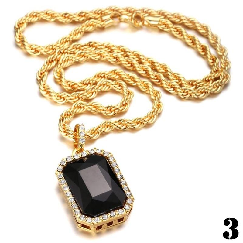 Iced Out Black Octagon Ruby Pendant 
