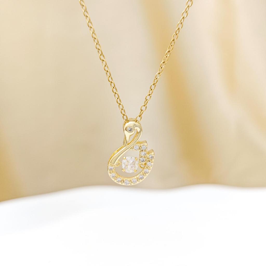 Korean Cute Swan Necklace for Women - Luxury Diamond Inlaid Fashion Pendant Choker