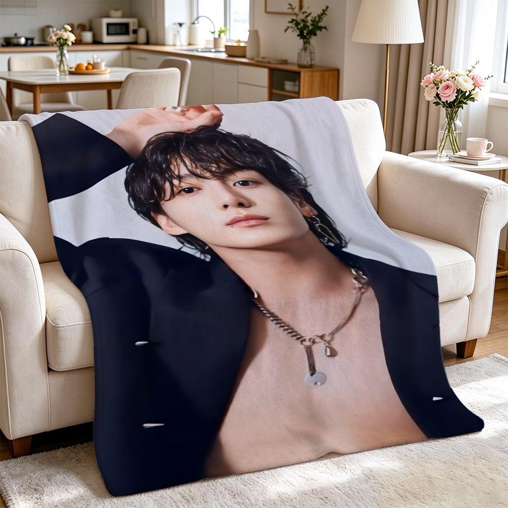 Cool Leather Jacket Peace Sign Portrait Flannel Printed Blanket Comfortable Skinfriendly Throw Blanket For Living Room Air Conditioner Room Home Decor