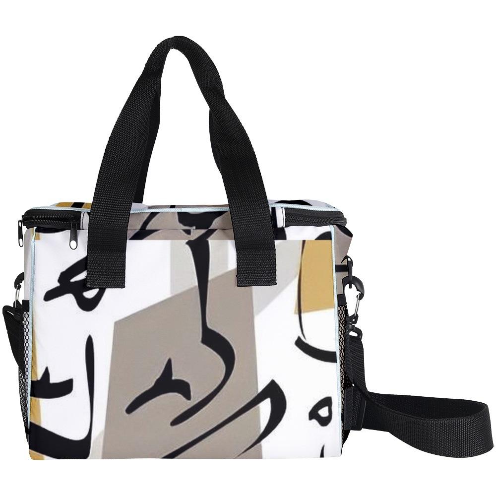 Hip Hop Popular Trendy Novelty Strange Lines 3D Printed Larger Crossbody Lunch Bag Thermal Insulation Food Handbags Ice Bags