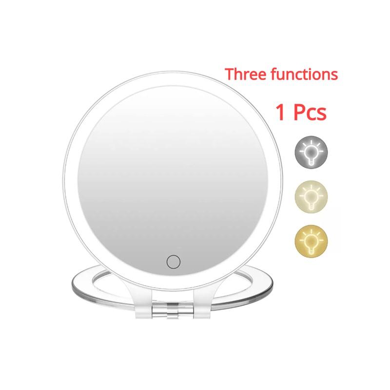 Foldable Makeup Mirror Touch Screen Makeup Mirror 3 Colors Light Modes Cosmetic Mirrors USB Rechargeable Folding LED Mirror