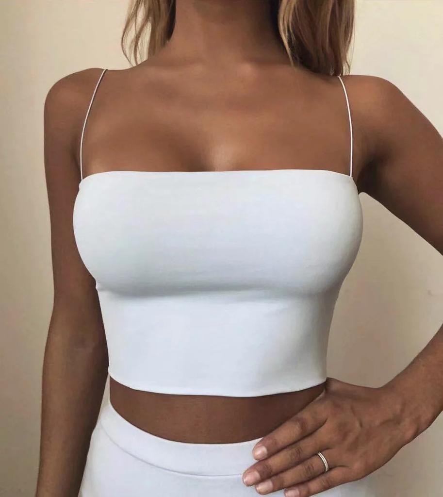 2025 Summer Women's Crop Top Sexy Elastic Cotton Camis Sleeveless Short Tank Top Bar