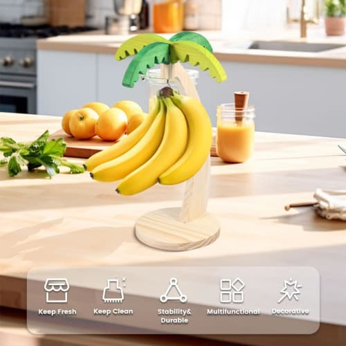 Ofegtom Banana Holder Stand, Durable Stainless Steel Hooked Banana Holder, Banana Hanger Stand, Creative Shaped Banana Holder