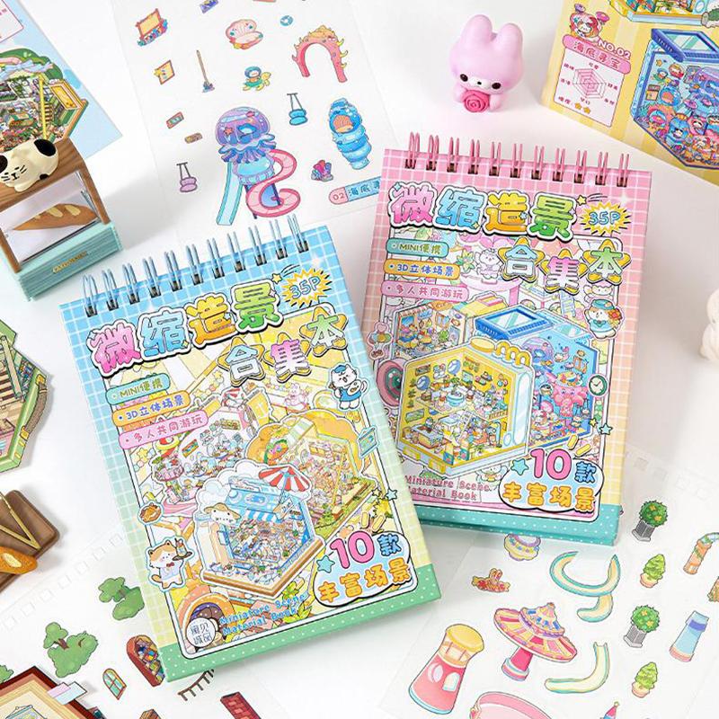 1Set Chinoiserie Theme Landscape Sticker Books Mountain River World Series Diy Decoration Sticker Cartoon Scene Stack Sticker